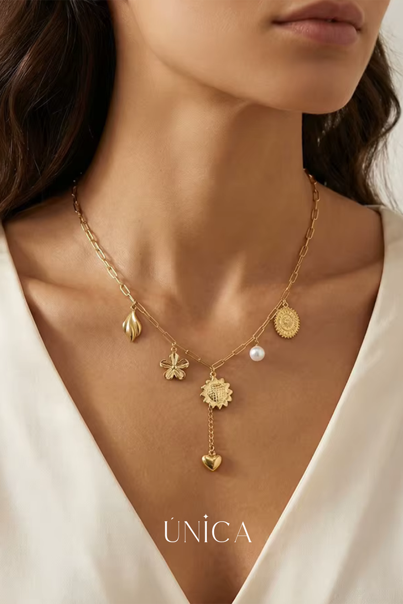 Set 2: Aretes Trebol + Collar Bianca