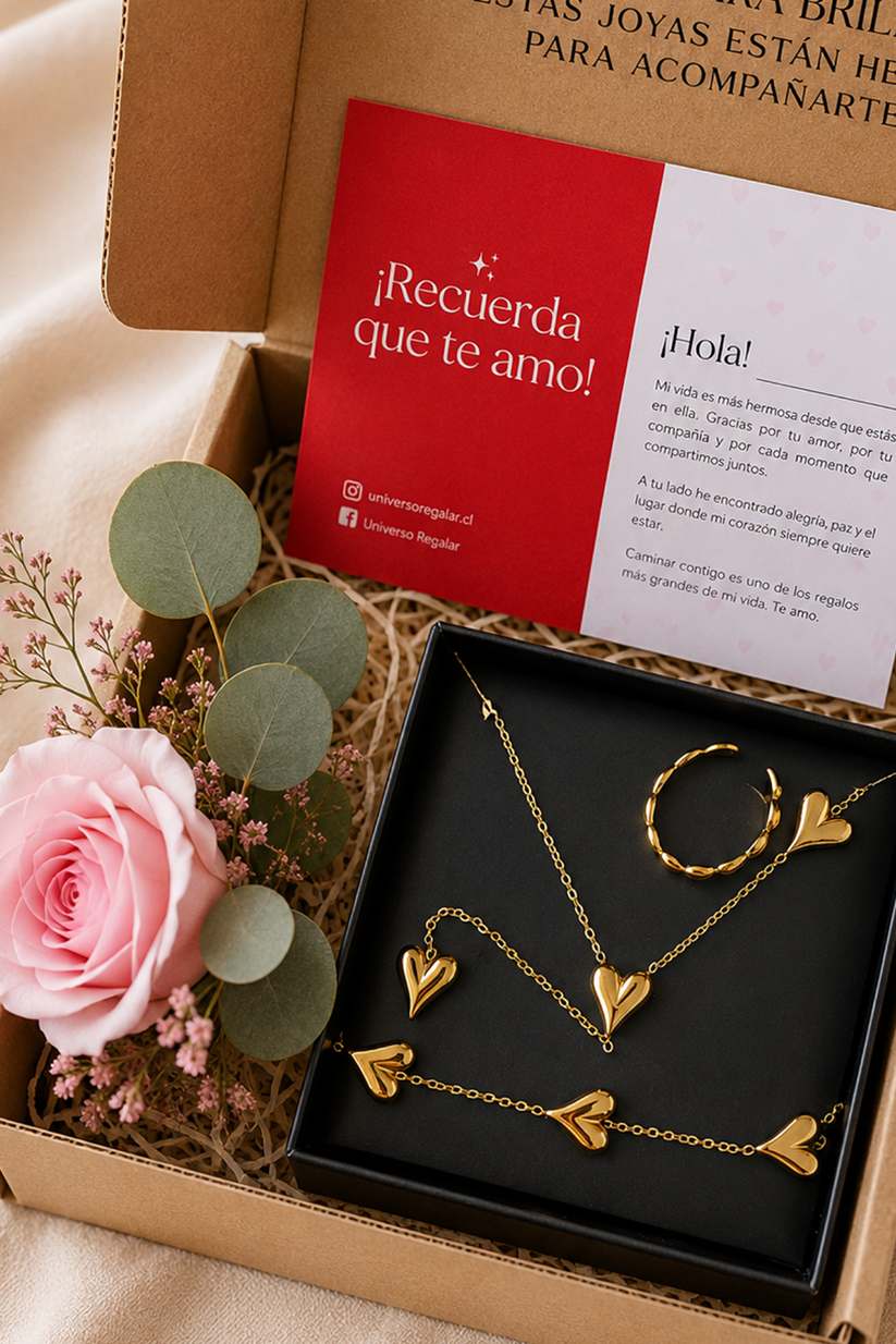 Set 9: Conjunto Corazón Collar + Pulsera + Anillo