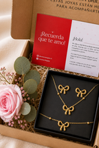 Set 8: Conjunto Lazo  Aretes + Collar + Pulsera