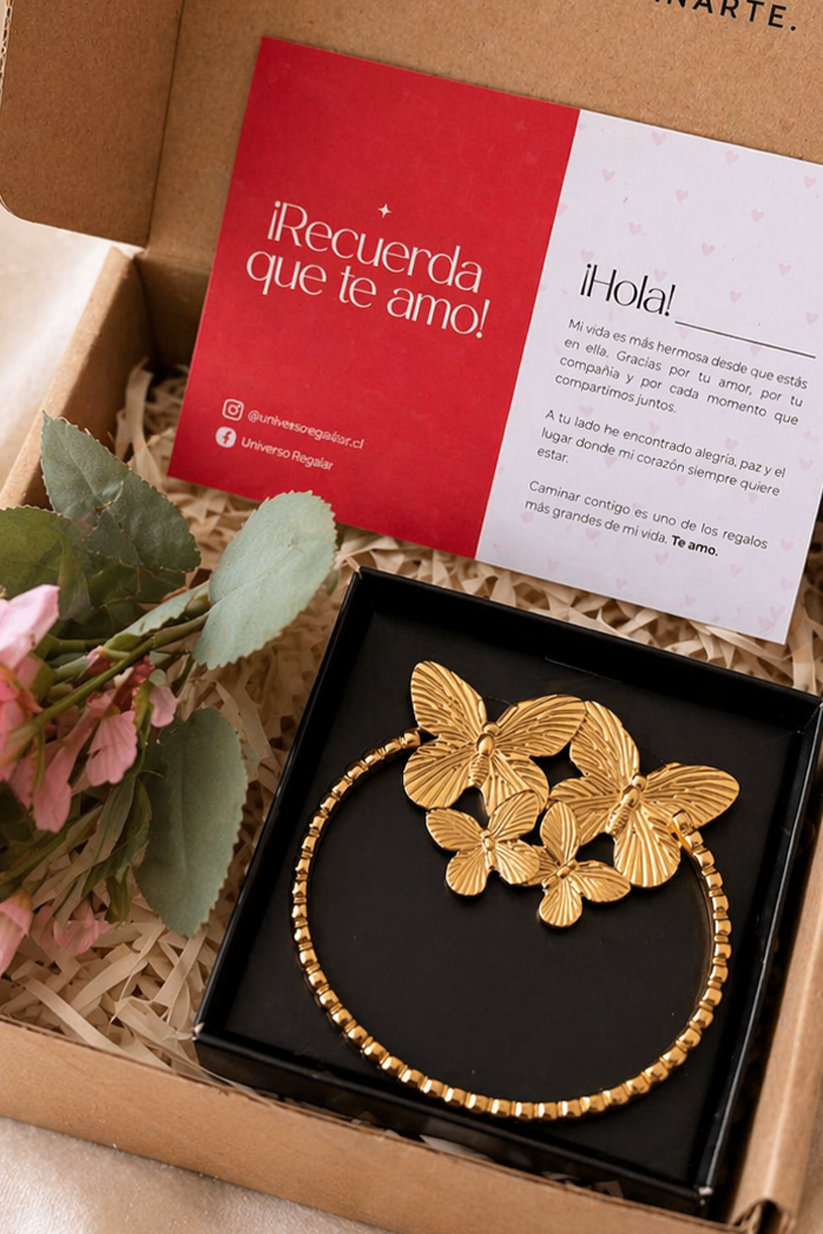 Set 3: Aretes Mariposa + Pulsera Lua