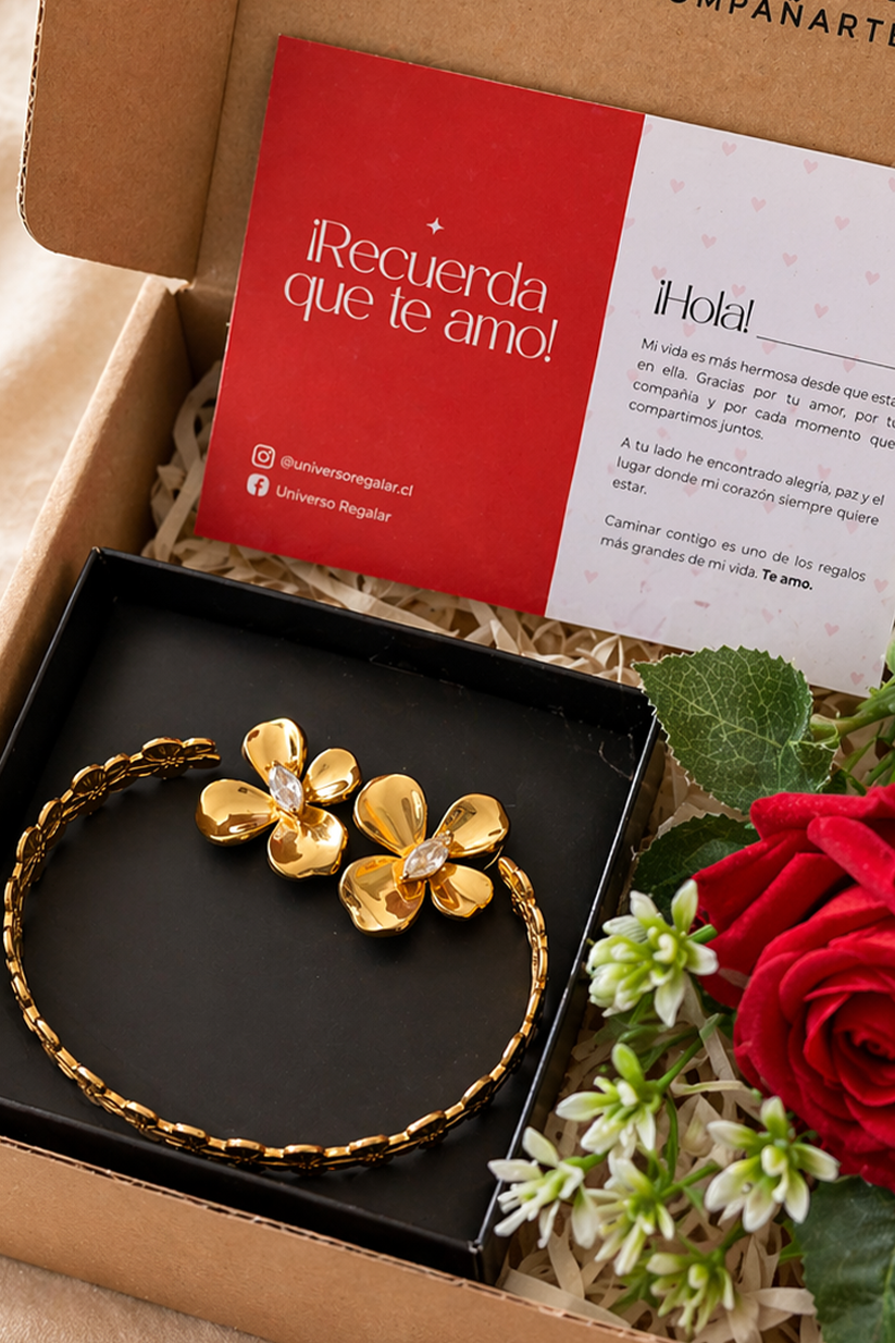 Set 4: Aretes Sofia + Pulsera Florcita