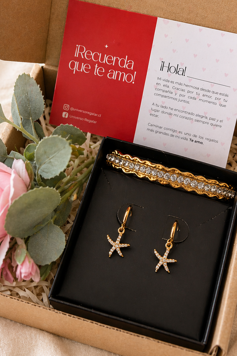 Set 5: Aretes Estrellita + Pulsera Lia